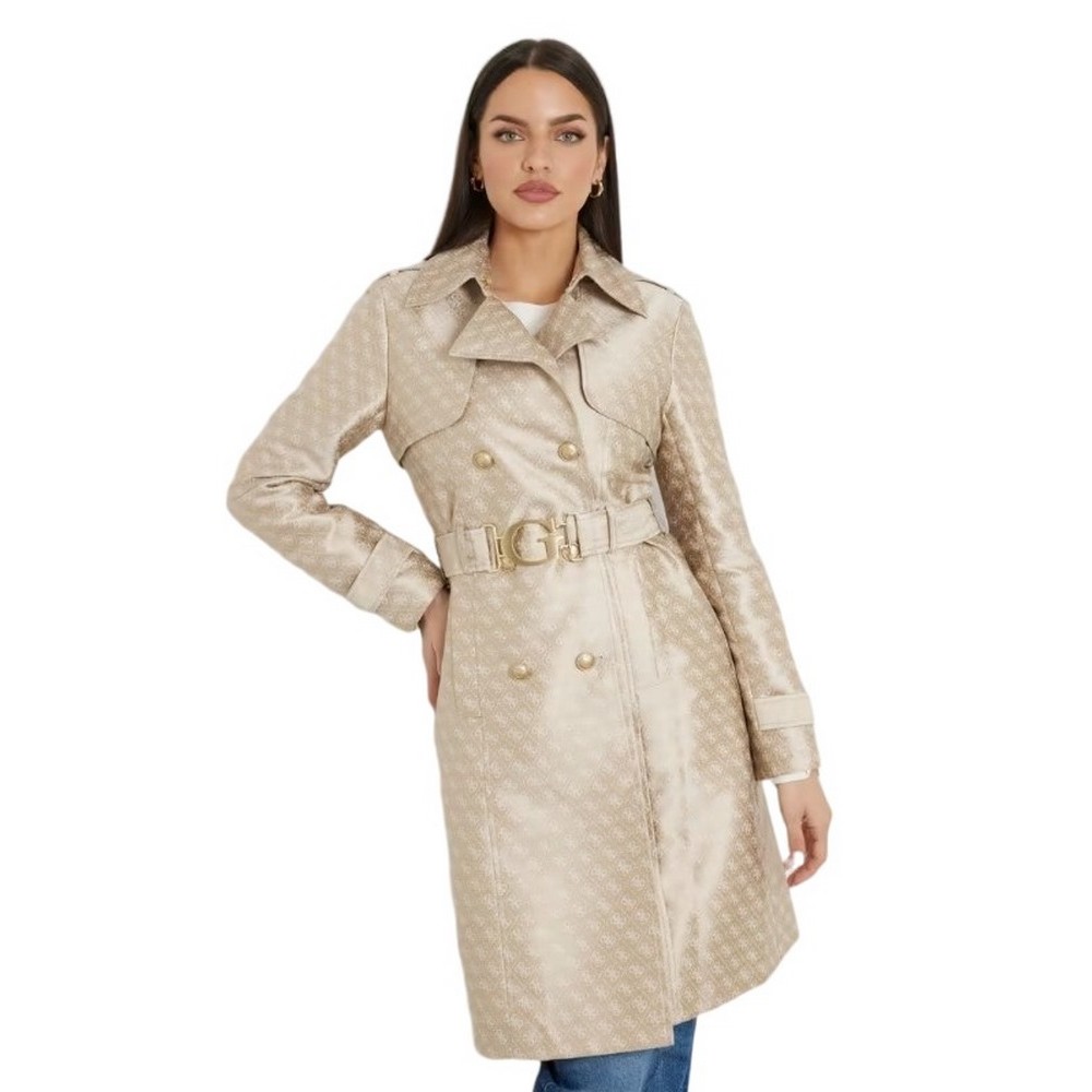 GUESS DILETTA BELTED LOGO TRENCH ΠΑΛΤΟ ΓΥΝΑΙΚΕΙΟ GOLD