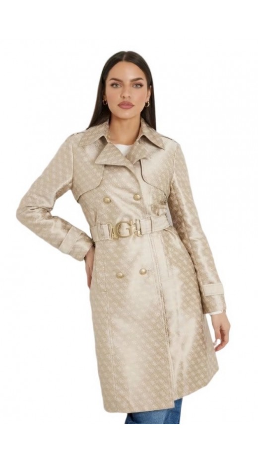 GUESS DILETTA BELTED LOGO TRENCH ΠΑΛΤΟ ΓΥΝΑΙΚΕΙΟ GOLD