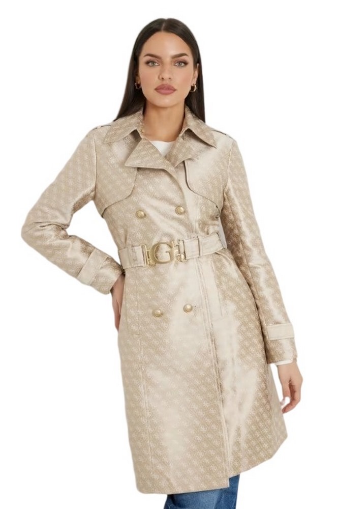 GUESS DILETTA BELTED LOGO TRENCH ΠΑΛΤΟ ΓΥΝΑΙΚΕΙΟ GOLD