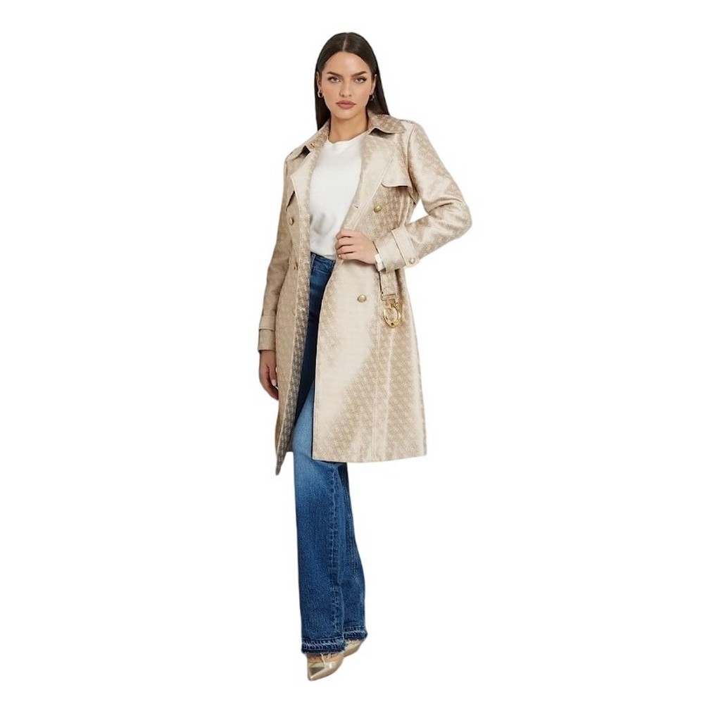 GUESS DILETTA BELTED LOGO TRENCH ΠΑΛΤΟ ΓΥΝΑΙΚΕΙΟ GOLD