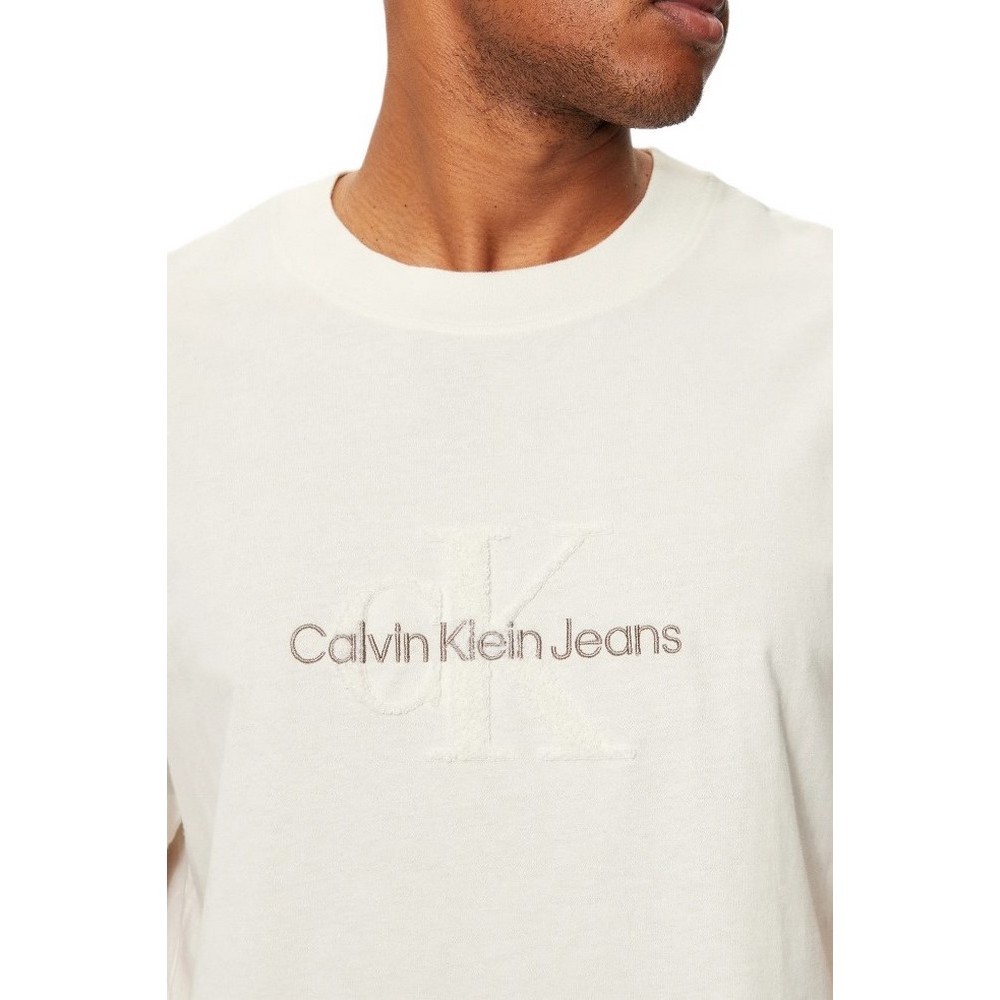 CALVIN KLEIN JEANS CHENILLE MONOLOGO TEE T-SHIRT ΜΠΛΟΥΖΑ ΑΝΔΡΙΚΗ IVORY