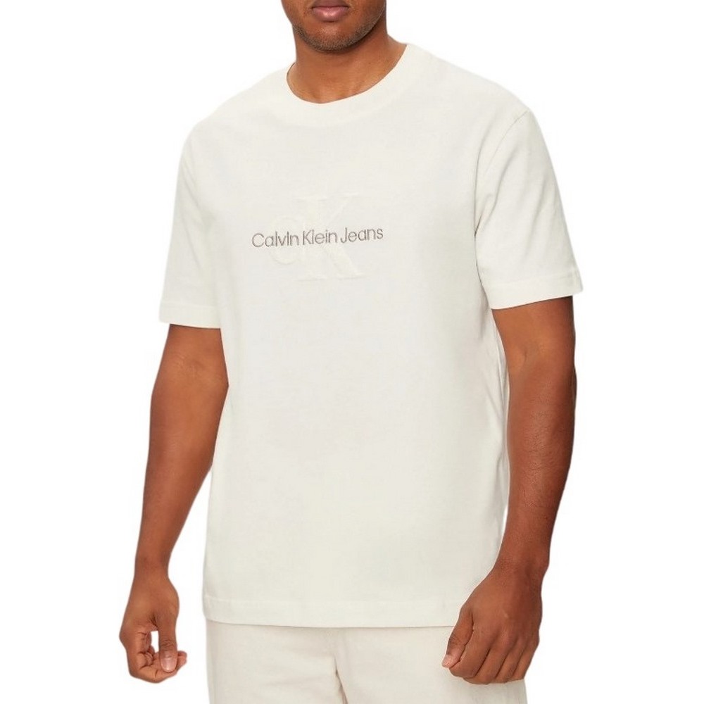 CALVIN KLEIN JEANS CHENILLE MONOLOGO TEE T-SHIRT ΜΠΛΟΥΖΑ ΑΝΔΡΙΚΗ IVORY