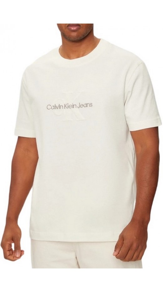 CALVIN KLEIN JEANS CHENILLE MONOLOGO TEE T-SHIRT ΜΠΛΟΥΖΑ ΑΝΔΡΙΚΗ IVORY