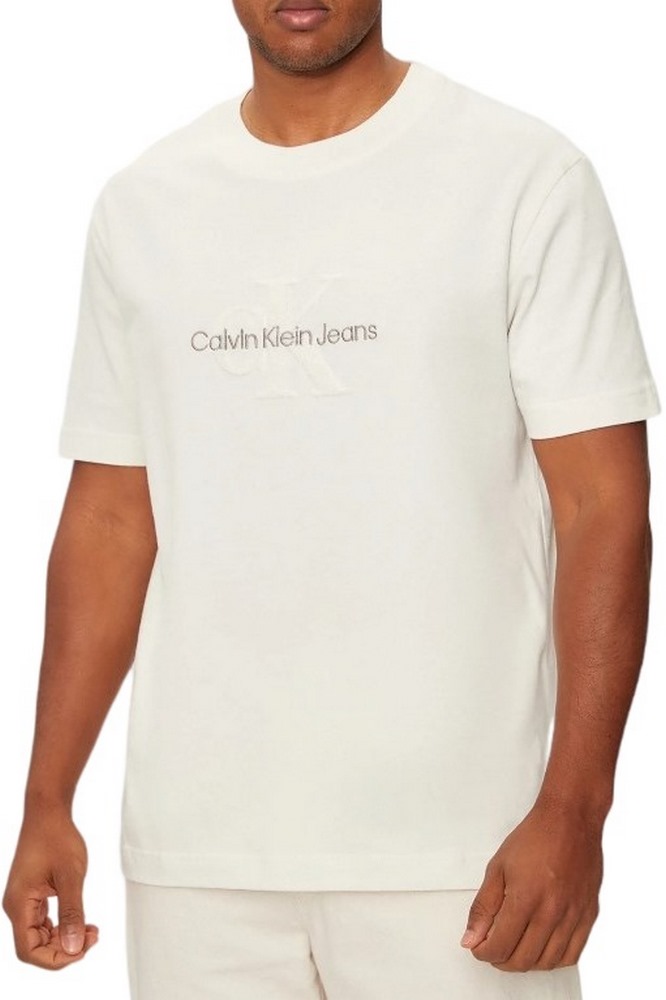 CALVIN KLEIN JEANS CHENILLE MONOLOGO TEE T-SHIRT ΜΠΛΟΥΖΑ ΑΝΔΡΙΚΗ IVORY