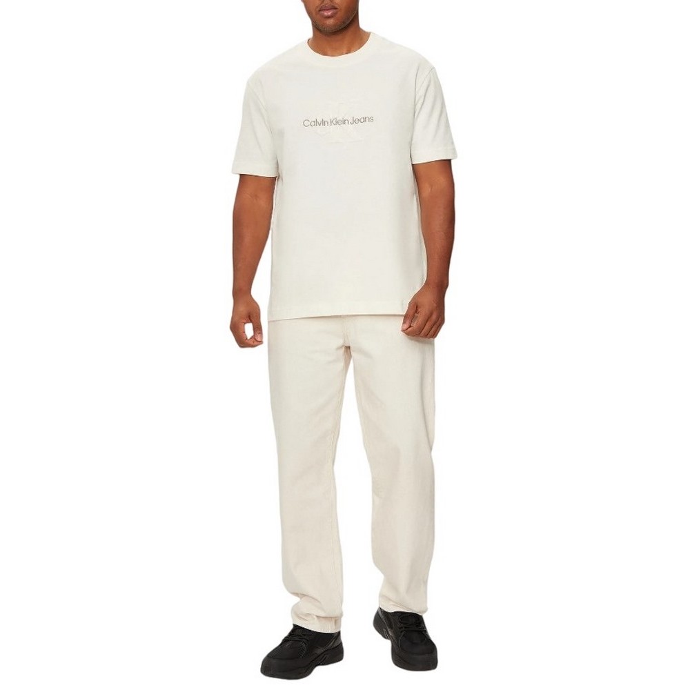 CALVIN KLEIN JEANS CHENILLE MONOLOGO TEE T-SHIRT ΜΠΛΟΥΖΑ ΑΝΔΡΙΚΗ IVORY