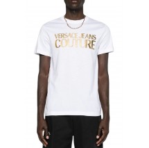 VERSACE JEANS COUTURE LOGO INSTIT THICK FOIL 77GAHT05CJ00T T-SHIRT ΜΠΛΟΥΖΑ ΑΝΔΡΙΚΗ WHITE