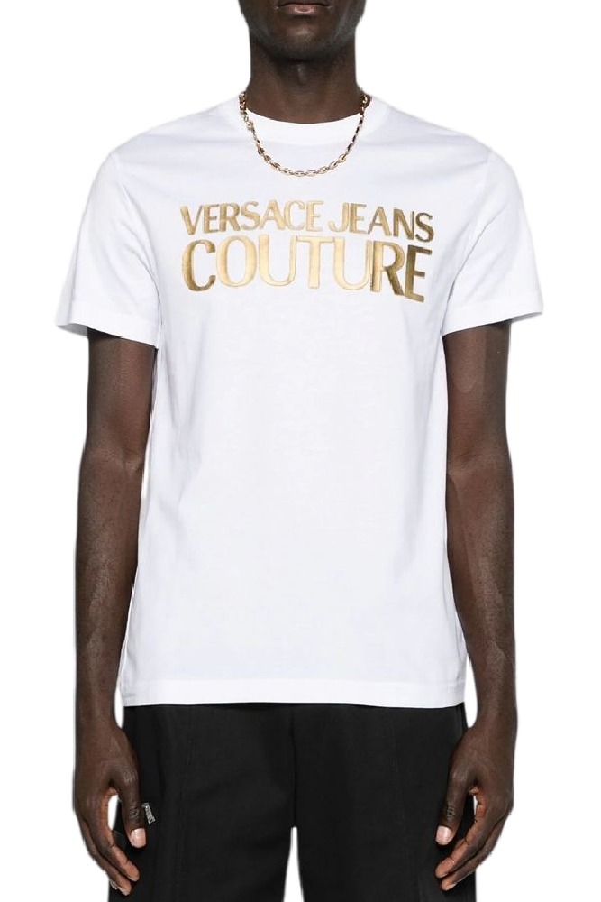 VERSACE JEANS COUTURE LOGO INSTIT THICK FOIL 77GAHT05CJ00T T-SHIRT ΜΠΛΟΥΖΑ ΑΝΔΡΙΚΗ WHITE