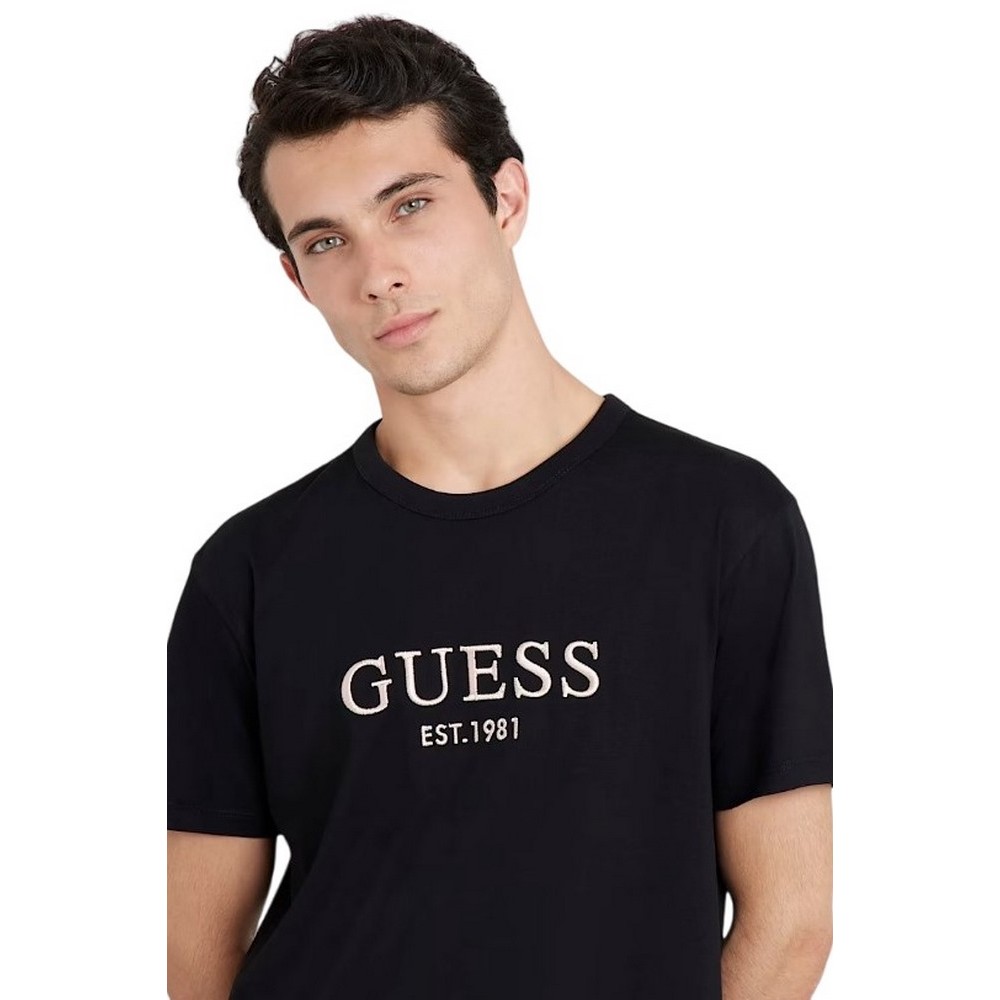 GUESS CN GUESS MULTICOLOR TEE T-SHIRT ΜΠΛΟΥΖΑ ΑΝΔΡΙΚΗ BLACK