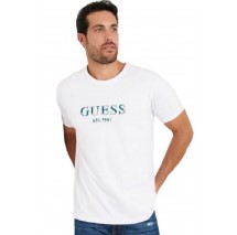 GUESS CN GUESS MULTICOLOR TEE T-SHIRT ΜΠΛΟΥΖΑ ΑΝΔΡΙΚΗ WHITE