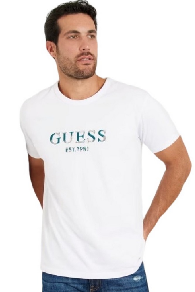 GUESS CN GUESS MULTICOLOR TEE T-SHIRT ΜΠΛΟΥΖΑ ΑΝΔΡΙΚΗ WHITE