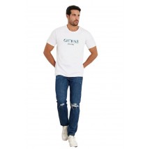 GUESS CN GUESS MULTICOLOR TEE T-SHIRT ΜΠΛΟΥΖΑ ΑΝΔΡΙΚΗ WHITE