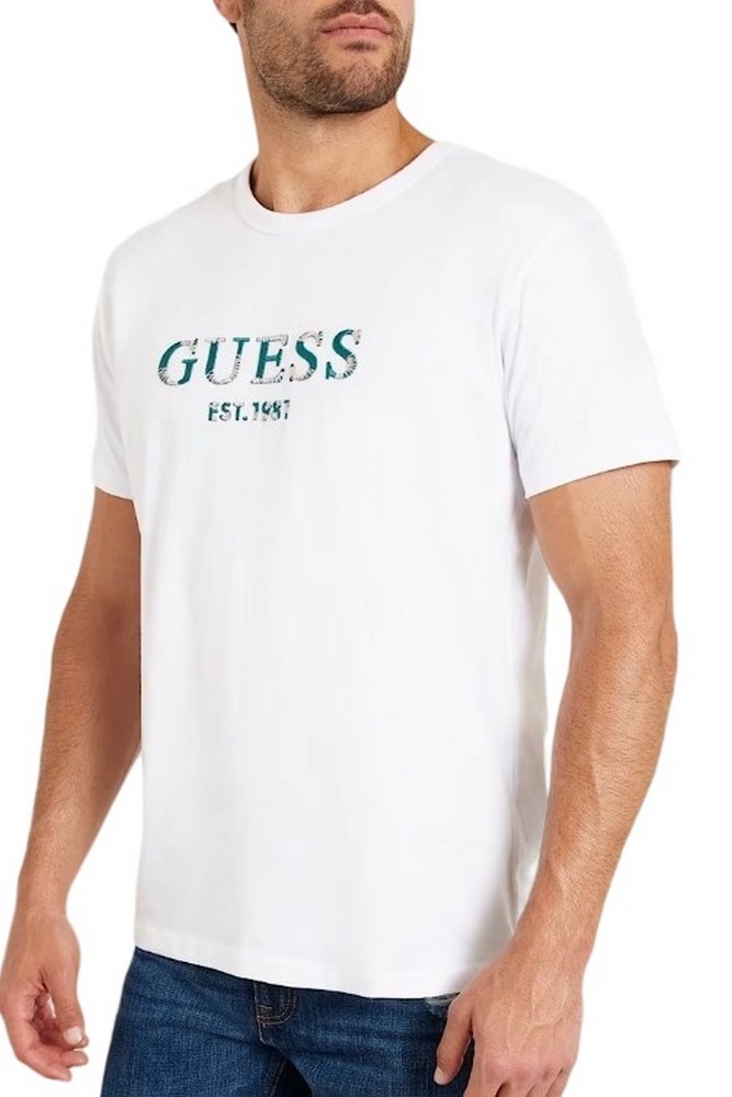 GUESS CN GUESS MULTICOLOR TEE T-SHIRT ΜΠΛΟΥΖΑ ΑΝΔΡΙΚΗ WHITE