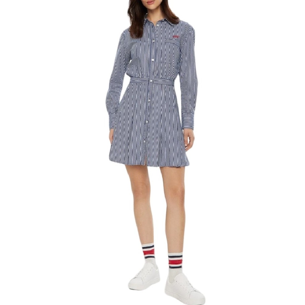 TOMMY JEANS PINSTRIPE POPLIN SHIRT DRESS ΦΟΡΕΜΑ ΓΥΝΑΙΚΕΙΟ NAVY