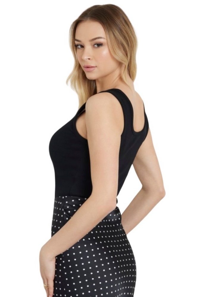 GUESS RIBBED KNIT TANK TOP ΜΠΛΟΥΖΑ ΓΥΝΑΙΚΕΙΑ BLACK