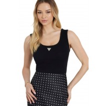 GUESS RIBBED KNIT TANK TOP ΜΠΛΟΥΖΑ ΓΥΝΑΙΚΕΙΑ BLACK