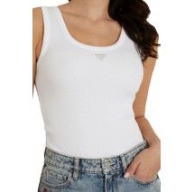 GUESS RIBBED KNIT TANK TOP ΜΠΛΟΥΖΑ ΓΥΝΑΙΚΕΙΑ WHITE