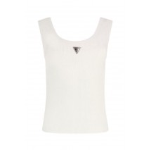 GUESS RIBBED KNIT TANK TOP ΜΠΛΟΥΖΑ ΓΥΝΑΙΚΕΙΑ WHITE