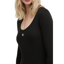 TOMMY JEANS BADGE RIB BODYCON DRESS EXT ΦΟΡΕΜΑ ΓΥΝΑΙΚΕΙΟ BLACK