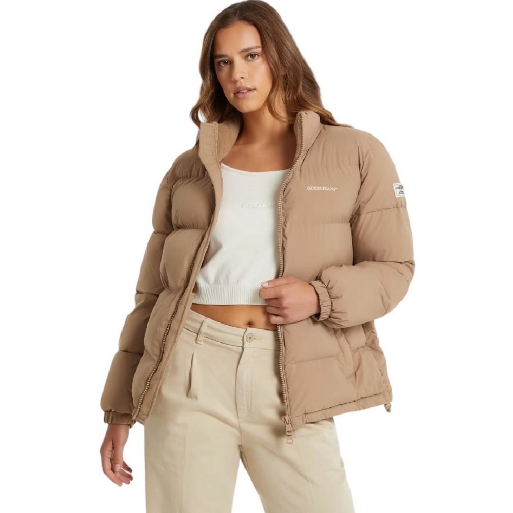 GUESS JEANS PUFFER JACKET W4BL21WGII2 ΜΠΟΥΦΑΝ ΓΥΝΑΙΚΕΙΟ BEIGE