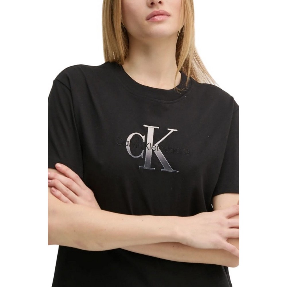 CALVIN KLEIN JEANS EMBROIDERED MONOLOGO TEE T-SHIRT ΜΠΛΟΥΖΑ ΓΥΝΑΙΚΕΙΑ BLACK