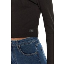 CALVIN KLEIN JEANS WOVEN LABEL RIB ROLLNECK ΜΠΛΟΥΖΑ ΓΥΝΑΙΚΕΙΑ BLACK