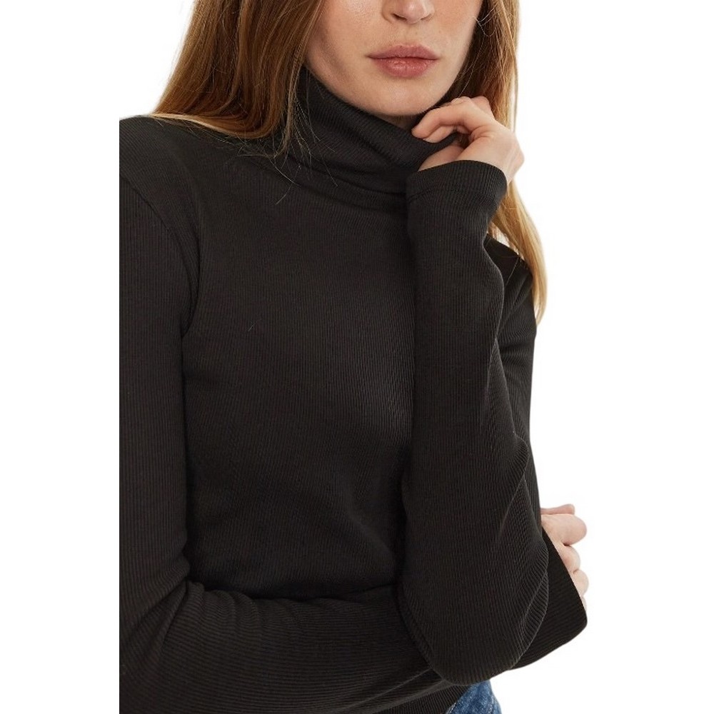 CALVIN KLEIN JEANS WOVEN LABEL RIB ROLLNECK ΜΠΛΟΥΖΑ ΓΥΝΑΙΚΕΙΑ BLACK