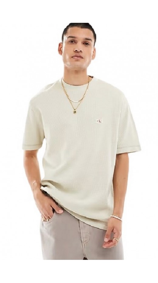 CALVIN KLEIN JEANS WAFFLE WOVEN LABEL RELAXED TEE T-SHIRT ΜΠΛΟΥΖΑ ΑΝΔΡΙΚΗ PELICAN