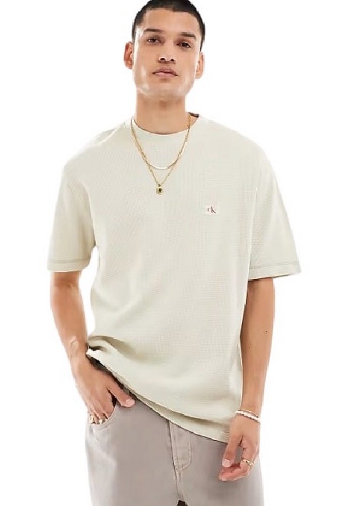 CALVIN KLEIN JEANS WAFFLE WOVEN LABEL RELAXED TEE T-SHIRT ΜΠΛΟΥΖΑ ΑΝΔΡΙΚΗ PELICAN