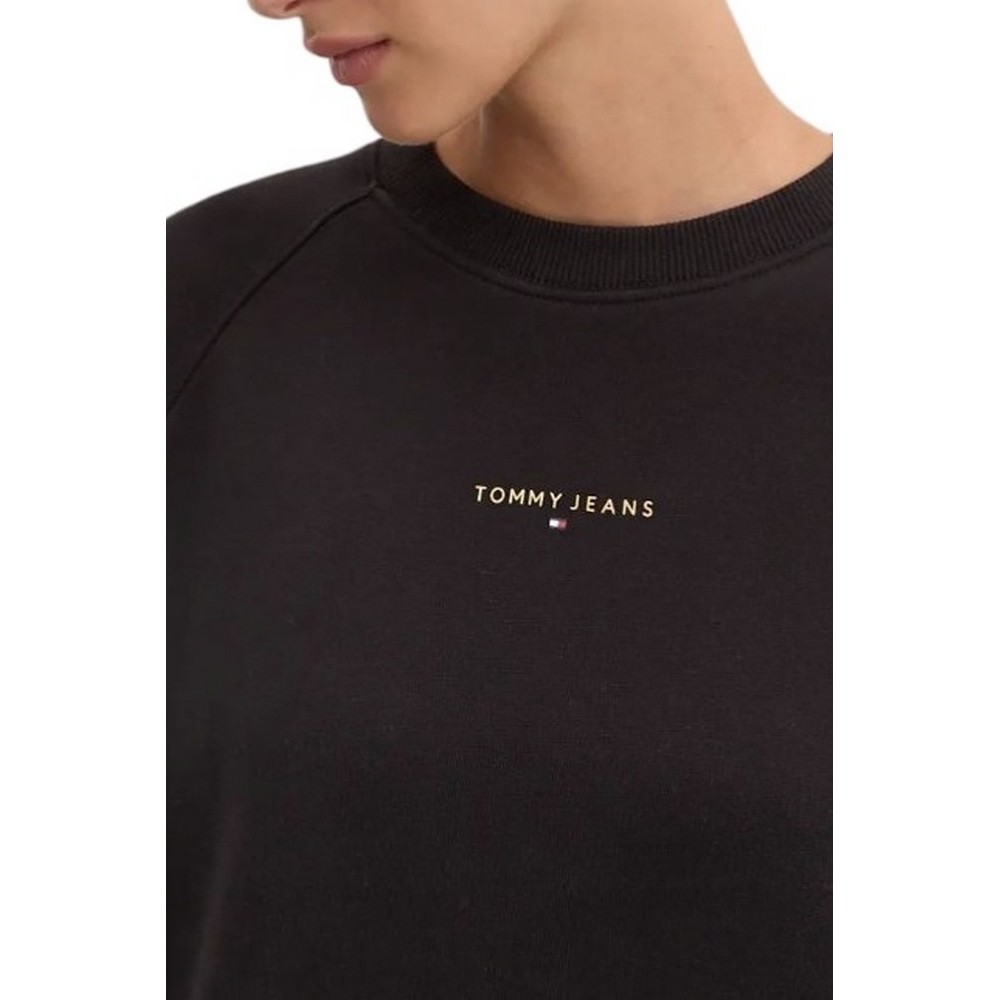 TOMMY JEANS OVS METALLIC LINEAR CREW ΦΟΥΤΕΡ ΓΥΝΑΙΚΕΙΟ BLACK