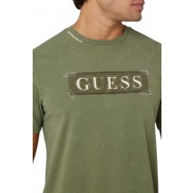 GUESS APPLIQU T-SHIRT M4BI60K9RM1 ΜΠΛΟΥΖΑ ΑΝΔΡΙΚΗ KHAKI