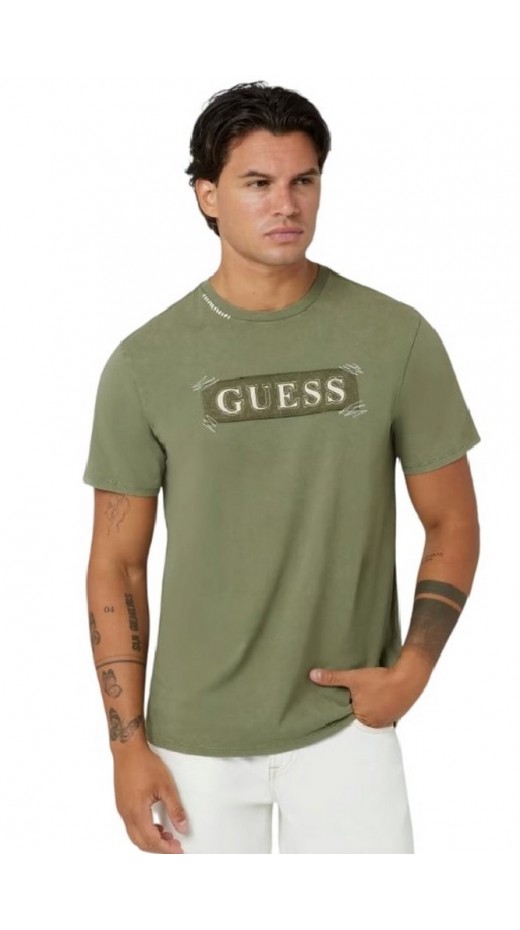 GUESS APPLIQU T-SHIRT M4BI60K9RM1 ΜΠΛΟΥΖΑ ΑΝΔΡΙΚΗ KHAKI