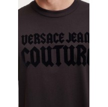 VERSACE JEANS COUTURE R LOGO GOTH FLOCK 77GAHL01CJ01L T-SHIRT ΜΠΛΟΥΖΑ ΑΝΔΡΙΚΗ BLACK