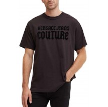 VERSACE JEANS COUTURE R LOGO GOTH FLOCK 77GAHL01CJ01L T-SHIRT ΜΠΛΟΥΖΑ ΑΝΔΡΙΚΗ BLACK