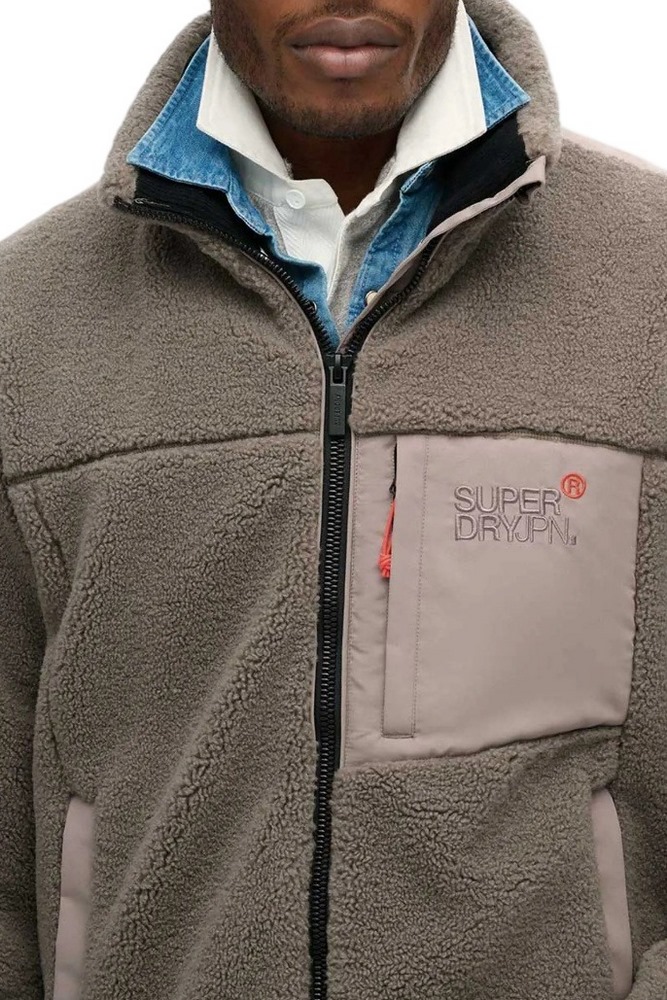 SUPERDRY D3 SDCD RELAXED FLEECE TREKKER JACKET ΜΠΟΥΦΑΝ ΑΝΔΡΙΚΟ BROWN