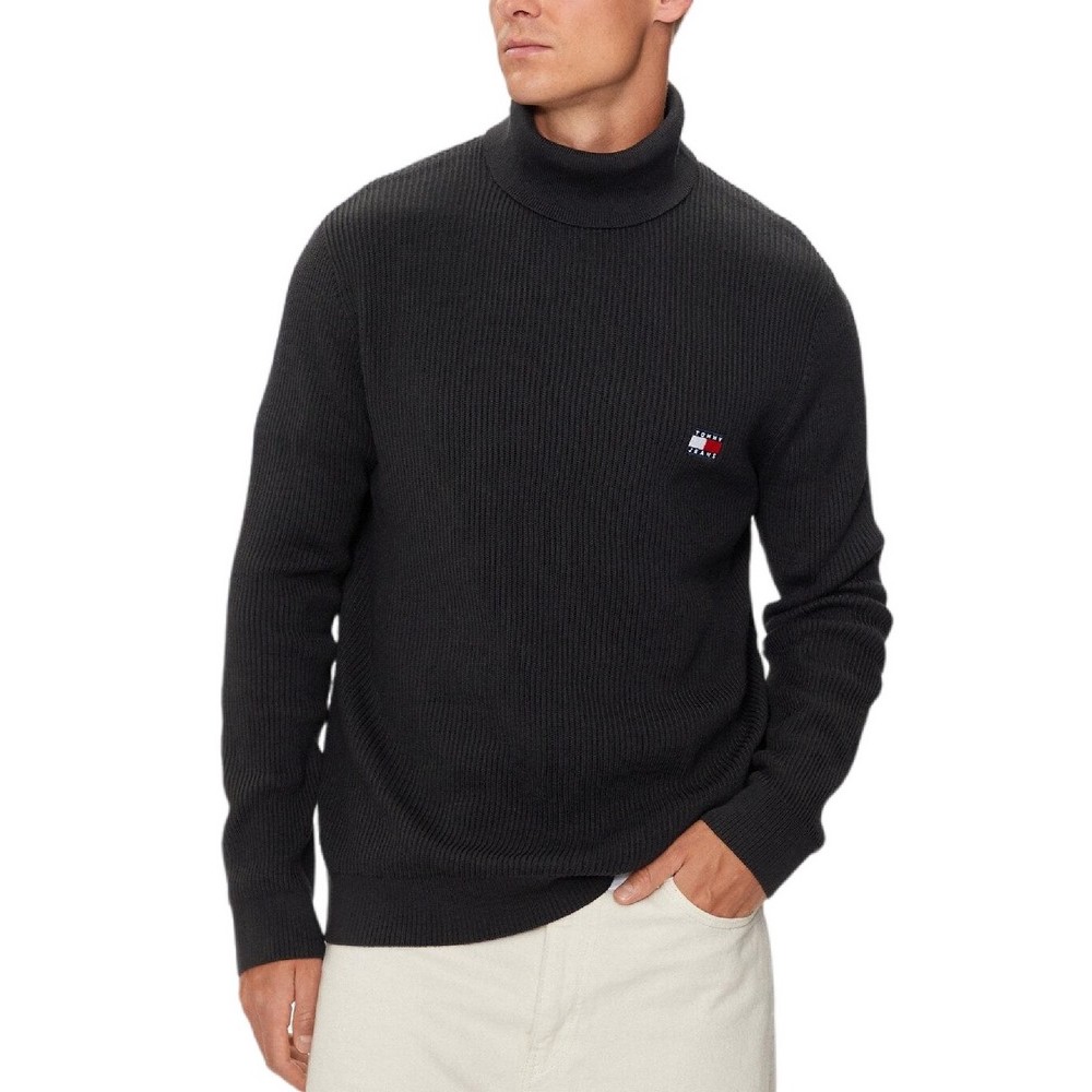 TOMMY HILFIGER SLIM XS BADGE ROLLNECK ΜΠΛΟΥΖΑ ΠΛΕΚΤΗ ΑΝΔΡΙΚΗ BLACK