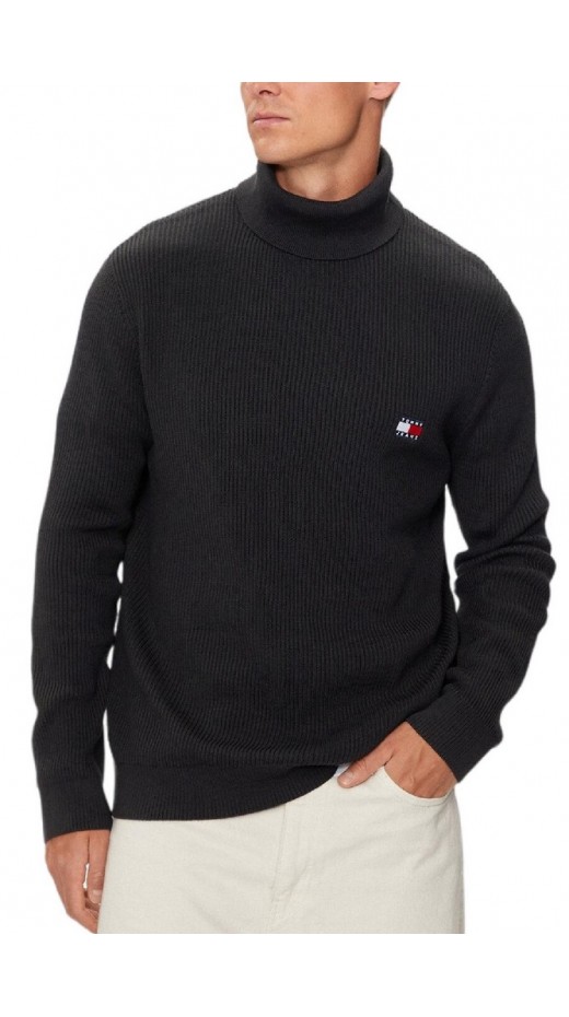 TOMMY HILFIGER SLIM XS BADGE ROLLNECK ΜΠΛΟΥΖΑ ΠΛΕΚΤΗ ΑΝΔΡΙΚΗ BLACK