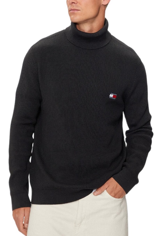 TOMMY HILFIGER SLIM XS BADGE ROLLNECK ΜΠΛΟΥΖΑ ΠΛΕΚΤΗ ΑΝΔΡΙΚΗ BLACK