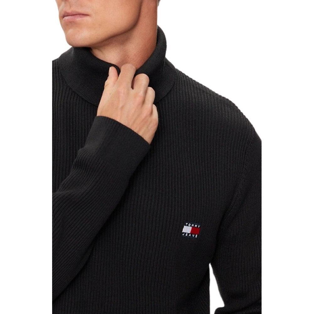 TOMMY HILFIGER SLIM XS BADGE ROLLNECK ΜΠΛΟΥΖΑ ΠΛΕΚΤΗ ΑΝΔΡΙΚΗ BLACK