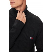 TOMMY HILFIGER SLIM XS BADGE ROLLNECK ΜΠΛΟΥΖΑ ΠΛΕΚΤΗ ΑΝΔΡΙΚΗ BLACK