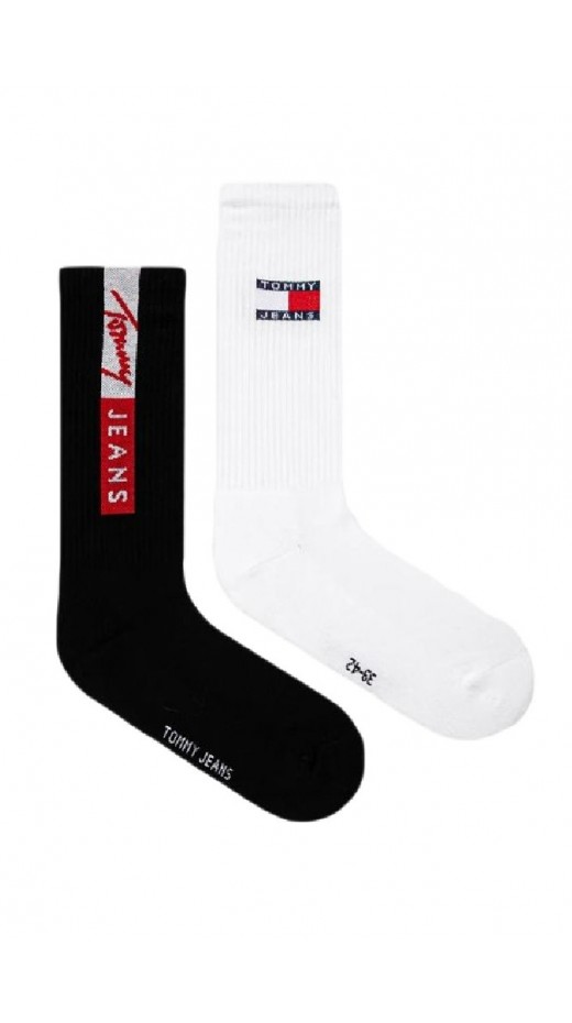 TOMMY JEANS UNI SOCK 2P VERTICAL LOGO ΚΑΛΤΣΕΣ ΑΝΔΡΙΚΕΣ BLACK/WHITE