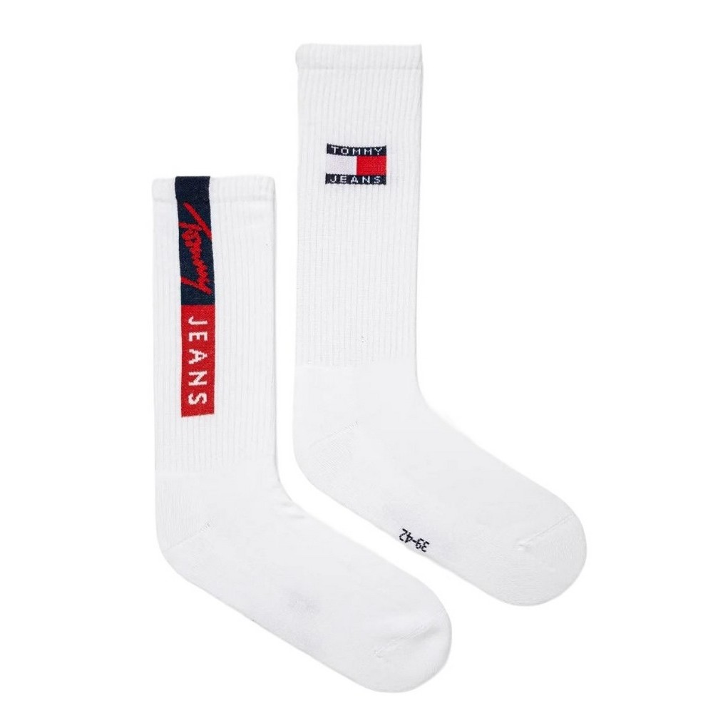 TOMMY JEANS UNI SOCK 2P VERTICAL LOGO ΚΑΛΤΣΕΣ ΑΝΔΡΙΚΕΣ WHITE