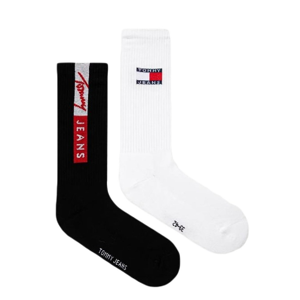 TOMMY JEANS UNI SOCK 2P VERTICAL LOGO ΚΑΛΤΣΕΣ ΑΝΔΡΙΚΕΣ BLACK/WHITE