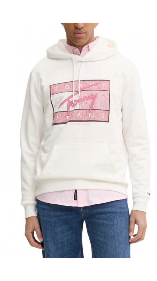 TOMMY JEANS REG DNA FLAG TWIST HOOD EXT ΜΠΛΟΥΖΑ ΦΟΥΤΕΡ ΑΝΔΡΙΚΟ WHITE