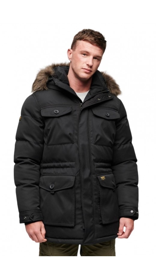 SUPERDRY D2 OVIN CHINOOK FAUX FUR PARKA ΜΠΟΥΦΑΝ ΑΝΔΡΙΚΟ BLACK