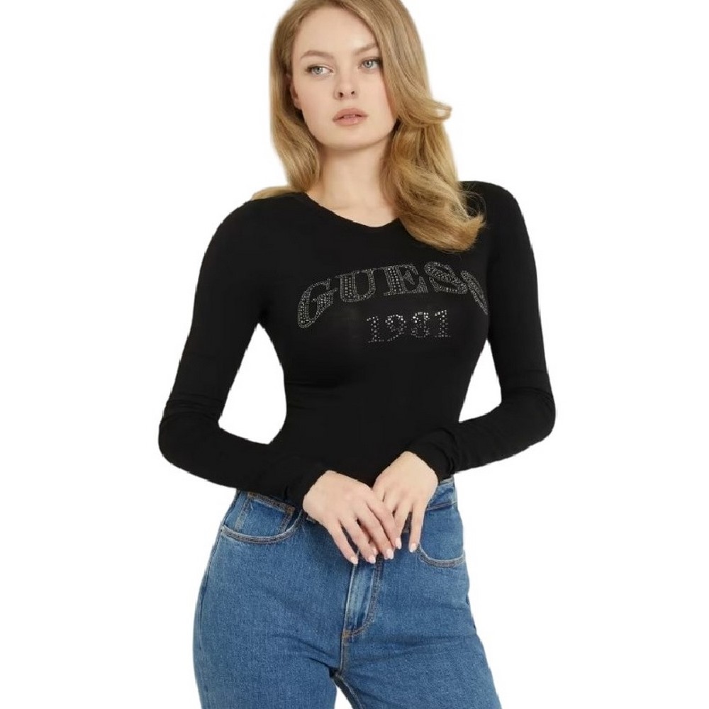 GUESS LS ALEXANDRA LOGO BODY ΚΟΡΜΑΚΙ ΓΥΝΑΙΚΕΙΟ BLACK