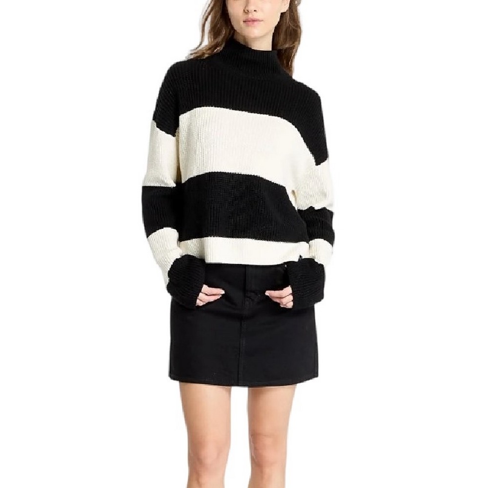 CALVIN KLEIN JEANS LOOSE HIGH NECK SWEATER ΜΠΛΟΥΖΑ ΓΥΝΑΙΚΕΙΑ BLACK/WHITE