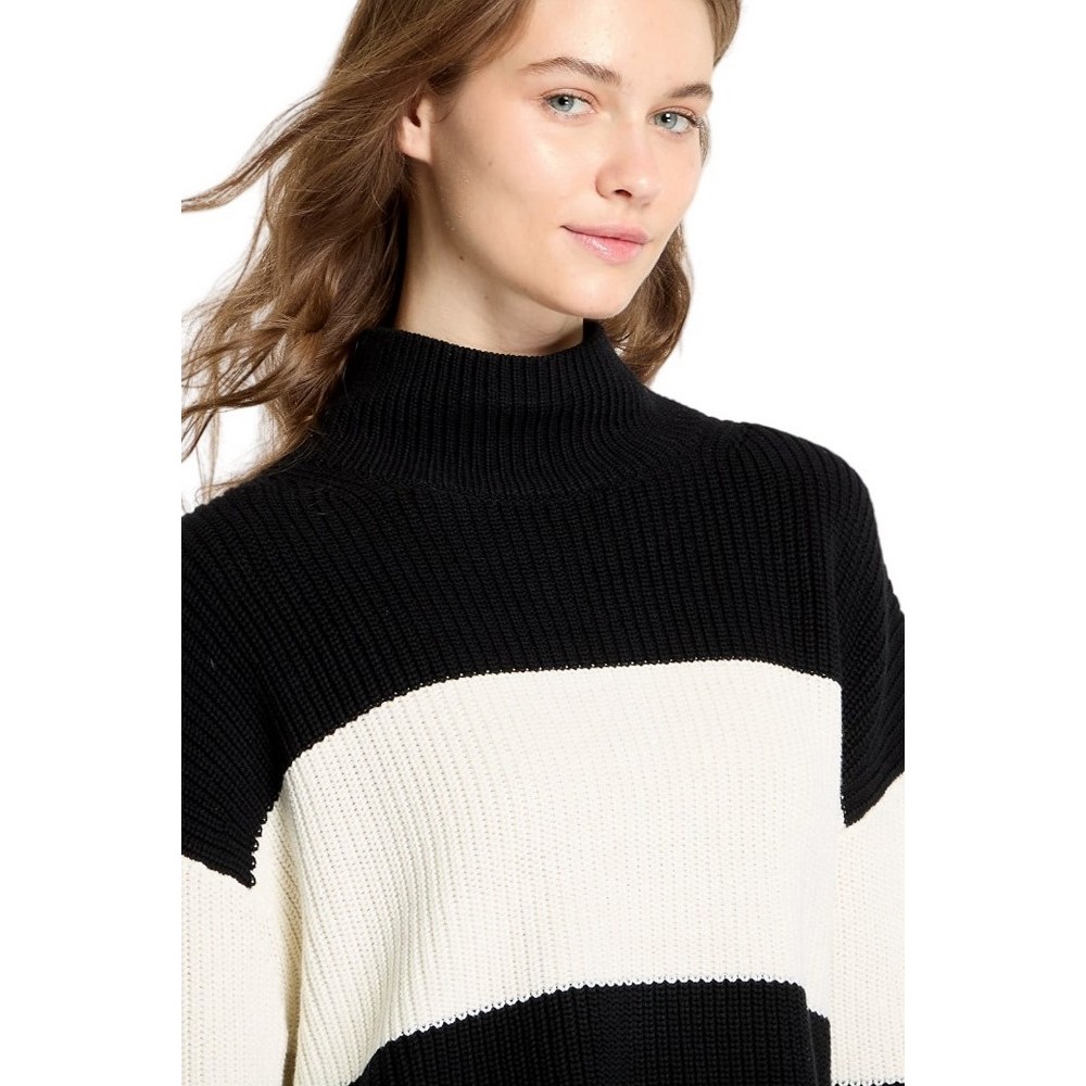 CALVIN KLEIN JEANS LOOSE HIGH NECK SWEATER ΜΠΛΟΥΖΑ ΓΥΝΑΙΚΕΙΑ BLACK/WHITE