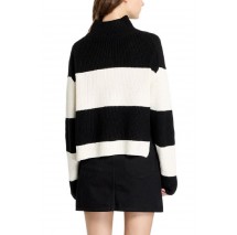 CALVIN KLEIN JEANS LOOSE HIGH NECK SWEATER ΜΠΛΟΥΖΑ ΓΥΝΑΙΚΕΙΑ BLACK/WHITE