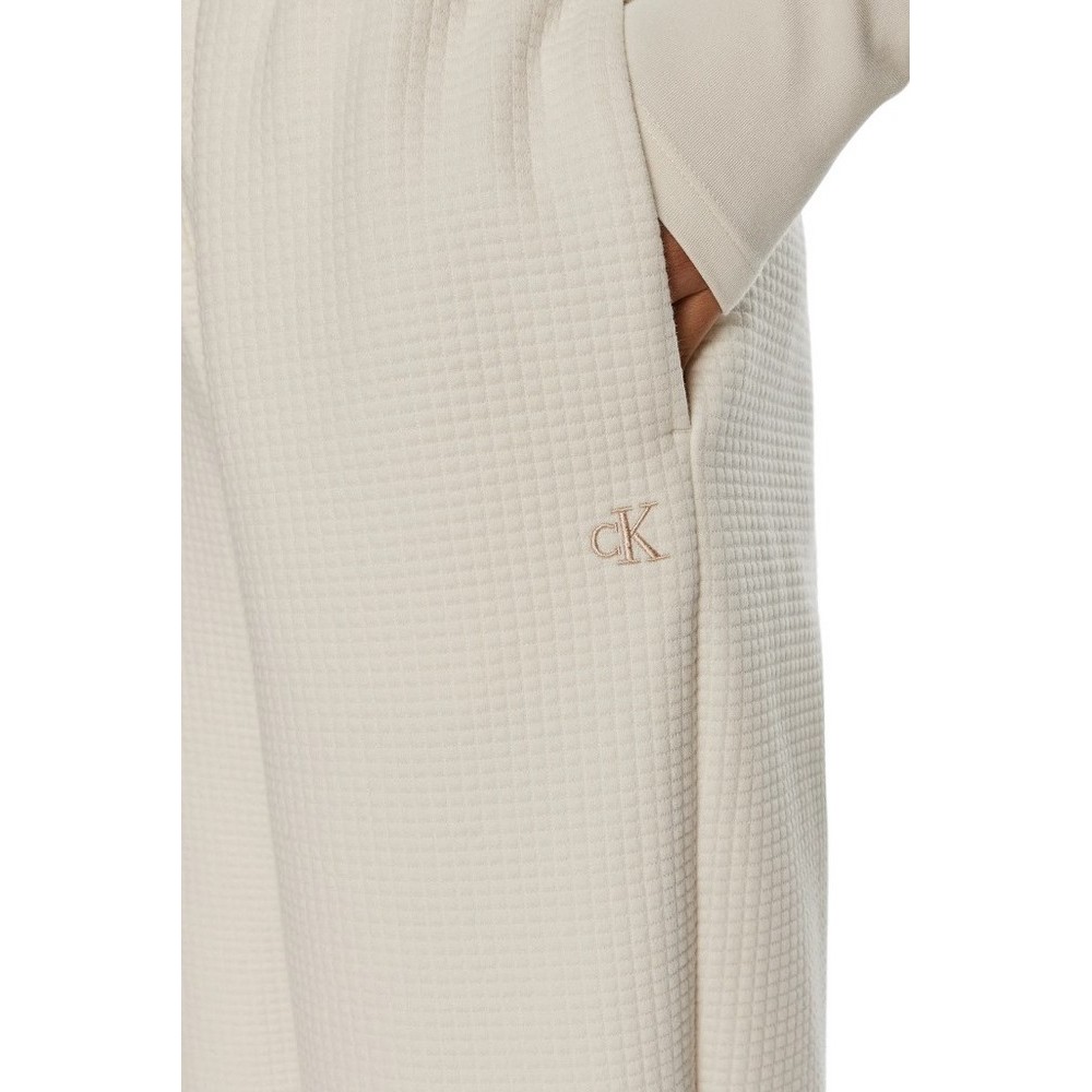 CALVIN KLEIN JEANS WAFFLE KNIT CUFFED JOG PANT ΠΑΝΤΕΛΟΝΙ ΦΟΡΜΑ ΓΥΝΑΙΚΕΙΟ IVORY