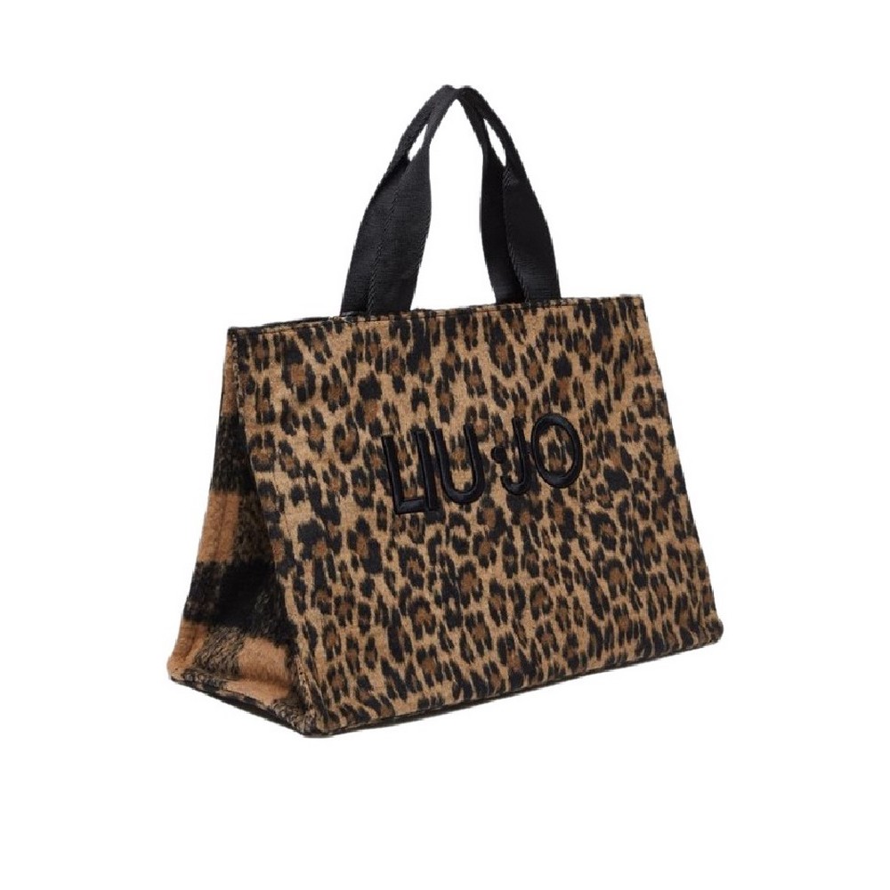 LIU JO  ANIMAL PRINT SHOPPING BAG TOTE L 2F4067T6089 ΤΣΑΝΤΑ ΓΥΝΑΙΚΕΙΑ LEOPARD PRINT